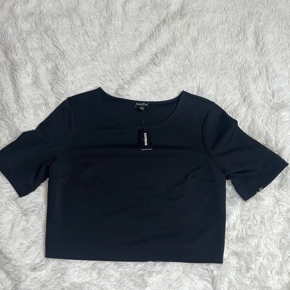 Express Basic Black Crop Top - Picture 1 of 7